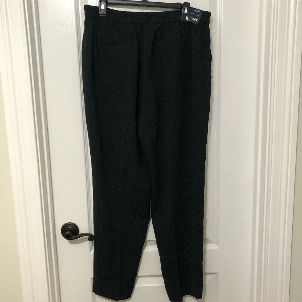 J. Crew Women's Jamie Pants Size 14T Black Straight Leg Classic Pull‎ On NWT